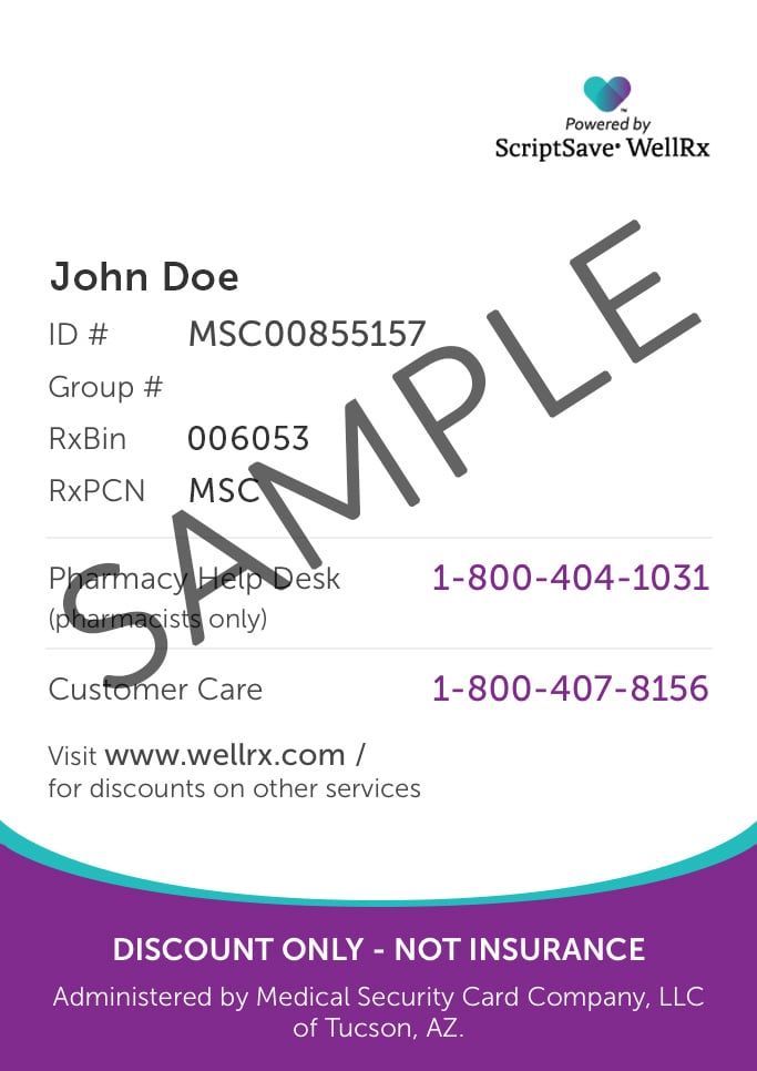 sample ScriptSave WellRx savings card